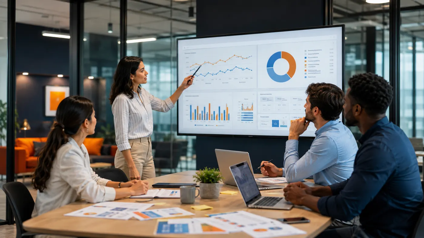 Reviewing search visibility, content, or campaign performance on screen in a working session.