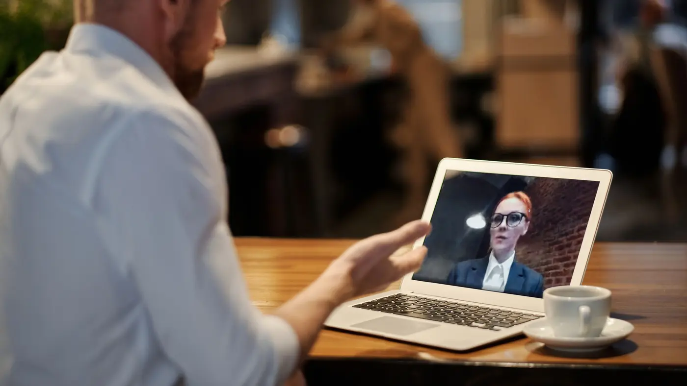 A prospect meeting by video call on a tablet